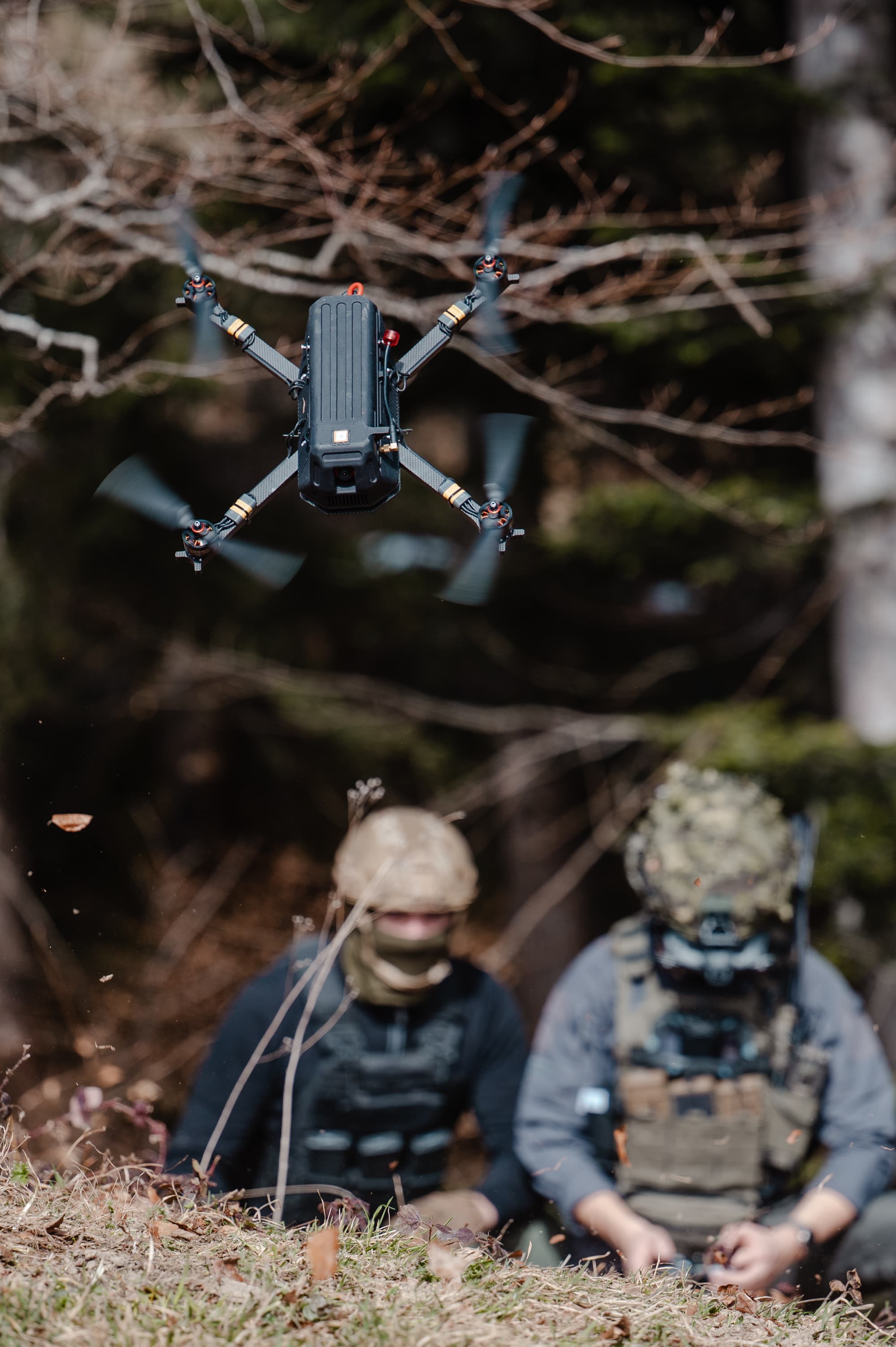 Tactical drone in flight